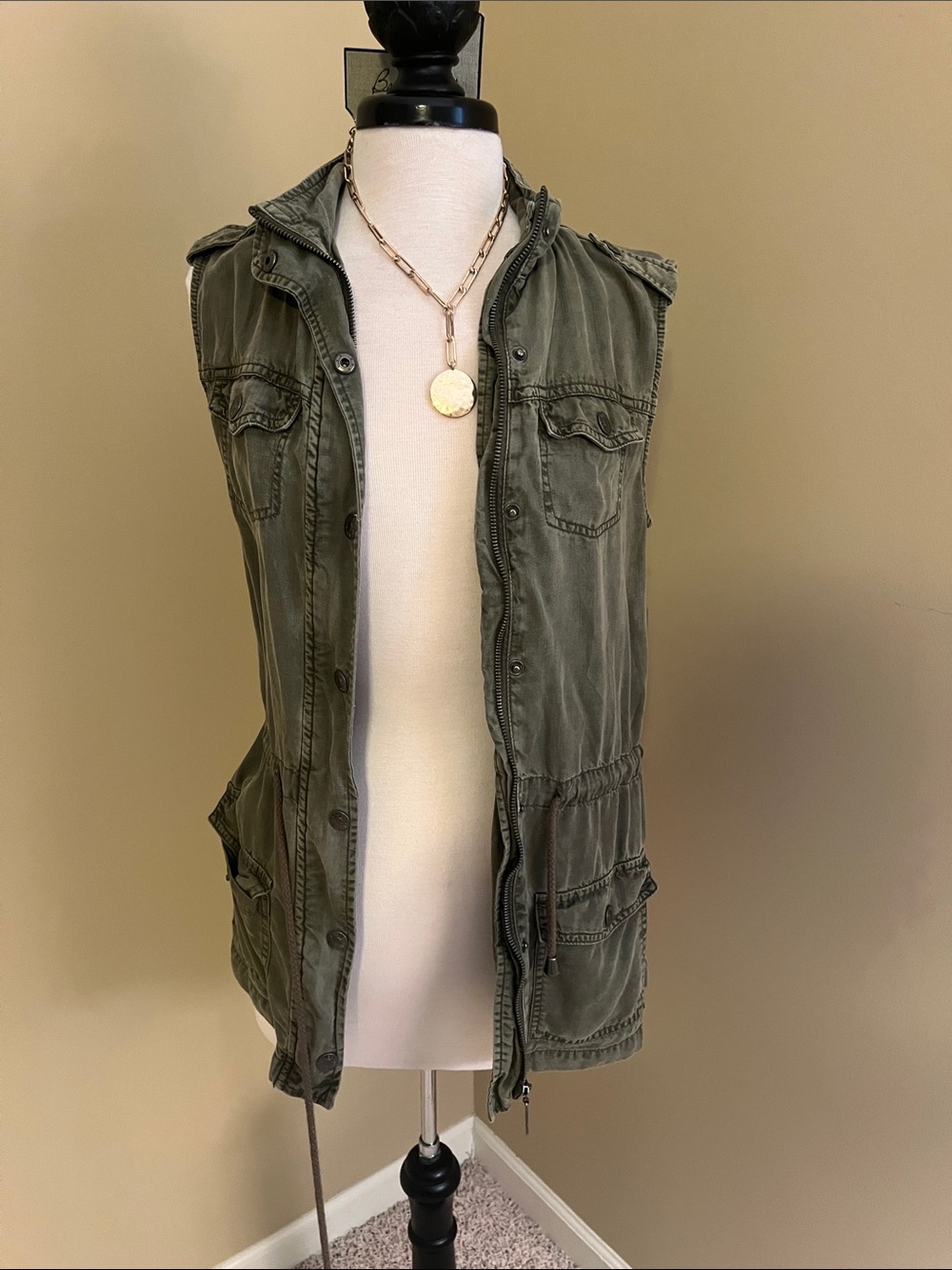 Celebrity Pink Olive Green Utility Vest
